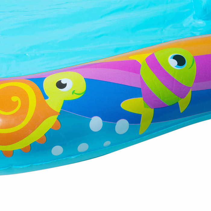 Banzai Shade N Slide Turtle Inflatable Outdoor Kiddie Splash Pool with